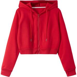 Custom Logo Long Sleeve Crop <b>Top</b> Hoodie <b>Women</b> Embroidery Blank <b>Fleece</b> Wholesale Thick Casual Cotton Cropped Zip up Hoodie <b>Women</b> - Product Image 1