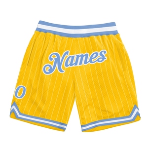 Industrie Direct Engro Sportswear Short de basket-ball personnalisé or blanc à fines rayures bleu clair-blanc authentique Short de basket-ball - Product Image 1