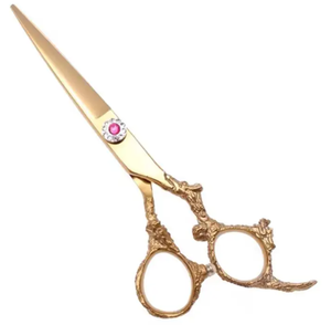 IMANS Ciseaux de coiffeur à manche dragon gauche revêtus de plasma doré avec lame tranchante en acier inoxydable pour les salons de beauté - Product Image 1