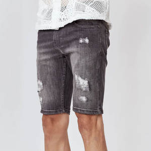 Hot Selling High Street Fashion Elastic Waist <b>Distressed</b> Shorts Custom Logo 100% Cotton Solid <b>Top</b> Manufacturer Shorts - Product Image 4