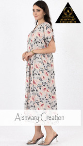 Trendy Cotton Fabric Casual Wear <b>Dress</b> Women Stylish Print Front Button Design Home Outdoor Outfit Bulk Supplier - Product Image 3