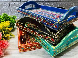 Bandeja de Servicio de Diseño con Recubrimiento de Esmalte de Madera MDF, Bandeja de Mesa de Alta Calidad para Hoteles y Restaurantes - Product Image 4