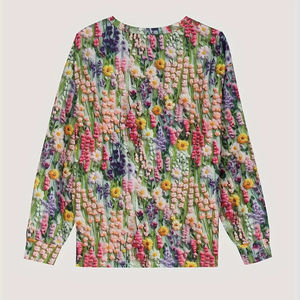 Sweat-shirt ras du cou à imprimé floral numérique 3D pour femmes élégantes Style décontracté pour l'hiver - Product Image 1