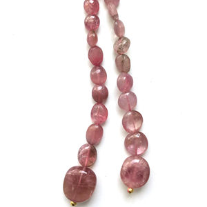 ลูกปัดทัวร์มาลีนสีชมพูอ่อนธรรมชาติ 2 เส้น สำหรับทำเครื่องประดับอัญมณ์ - Product Image 1