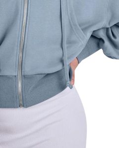 Sudadera con Capucha Corta para Mujer, Azul, Corte Holgado, Manga Larga, con Cordón, Informal, para Uso Diario - Product Image 6