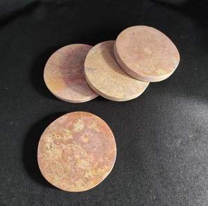 Natural Pink <b>Marble</b> Drink Coaster Set Minimalist Stone Coasters Modern Home Decor Coffee Table Accent - Product Image 1