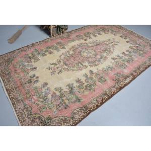 พรมตุรกีโบราณสีเบจสีน้ำตาลขนาด5.8X9.5ฟุตแบบคลาสสิกขนกระต่ายเทียมลายเย็บปะติดด้านหลังทำจากยางสำหรับห้องโถงห้องนอน - Product Image 2