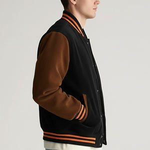 Ventes en gros de vestes de baseball, de style universitaire, de style hip-hop, avec logo brodé personnalisé, en coton 100% laine, sur mesure - Product Image 3