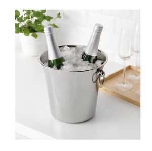 Seau à glace vintage en métal pour bar et articles de fête Seau à glace en métal doré en acier inoxydable avec poignée - Product Image 3