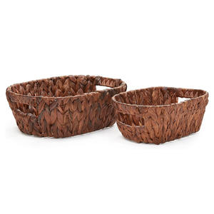 Hand weaving bread basket small sized <b>water</b> hyacinth bowl baskets natural fiber <b>containers</b> - Product Image 2