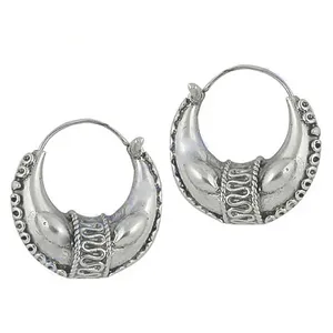 Boucles d'oreilles créoles croissant en argent 925, style vintage, unisexe, pour usage quotidien, bijoux raffinés - Product Image 2