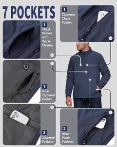 Veste coupe-vent softshell légère imperméable pour homme, doublée de polaire chaude, pour les voyages, le golf, la moto, les courses automobiles, les vêtements de course automobile - Product Image 3