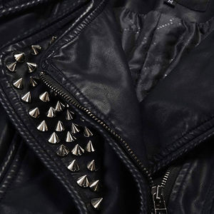 Chaqueta de motorista de piel auténtica con logotipo personalizado para mujer, abrigos informales transpirables con cremallera, logotipo en la parte delantera, temporada de invierno - Product Image 6