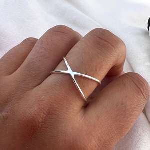 <b>Silver</b> Cross <b>Ring</b> 925 Sterling <b>Silver</b> Handmade <b>Statement</b> Jewelry Gift for her - Product Image 1