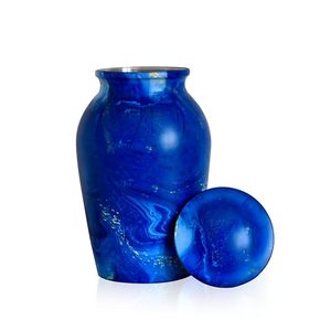 Urnes en métal bleu au design élégant et écologique pour les cendres humaines, urne funéraire pour adultes, urne commémorative, urne de crémation à grande capacité - Product Image 1