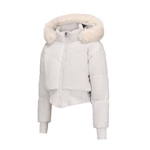Abrigos Acolchados con Capucha y Cuello de Piel, Chaqueta Acolchada de Moda, Chaquetas de Plumón de Pato Blanco para Mujer, Color Blanco de Invierno - Product Image 3