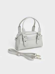 OEM ODM Private Label Custom Logo Women's Gray Mini Boston <b>Bowling</b> Bag PU Leather Top Handle Shoulder Bag Manufacturer Supplier - Product Image 4