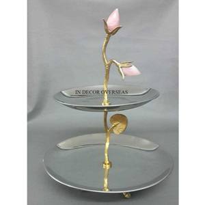 แท่นวางเค้กโลหะ8ชั้นสำหรับงานแต่งงานและงานปาร์ตี้ดีไซน์รูปดอกไม้ชุบทองเกรดสูง - Product Image 3