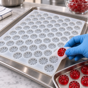 Half Sheet Mold Vector mold Silicone <b>Round</b> Pie Breaker Gummy <b>Tray</b> for Starch Free Confectionery and Gummy Batch Production - Product Image 2