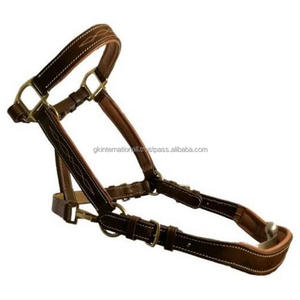 Licol de cheval en cuir anatomique personnalisé doux rembourré double réglable cousu fantaisie licou de course de chevaux en cuir robuste - Product Image 2