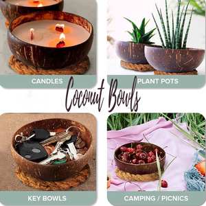 2025 Hot Sale Natural Coconut Shell Bowl Customized Technique High Quality <b>Cheap</b> Price for Kitchen Use with Coconut <b>Candle</b> - Product Image 6