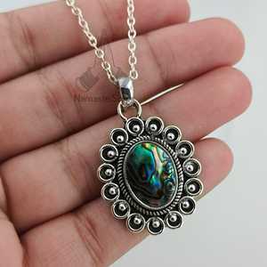 <b>Abalone</b> <b>Shell</b> Sterling Silver Necklace with Blue Paua <b>Shell</b> Pendant Fine Pendants & Charms Gift for Her - Product Image 3