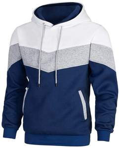 Sweat-shirts à capuche pour hommes personnalisés en usine, patchwork de couleurs, mélange de laine, manches longues, décontractés, sportifs - Product Image 1