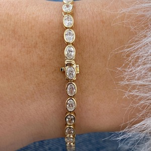 Pulsera de Lujo con Diamante Cultivado en Laboratorio con Corte Ovalado y Certificado IGI, Engastado en Oro Sólido de 14k, Joyería Fina de Moda para Mujer, Regalo - Product Image 4