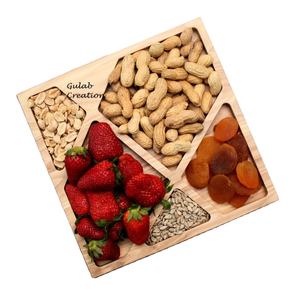 Haute qualité meilleure vente carré en bois 5 compartiments plateau de noix personnalisé - Product Image 1