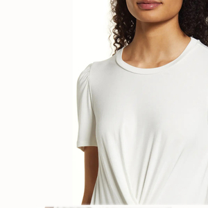 Custom Women's 94% Viscose 6% Elastane Twist Front Crewneck High Quality New Style Viscose for Women Ladies T-shirt para hombres - Product Image 4