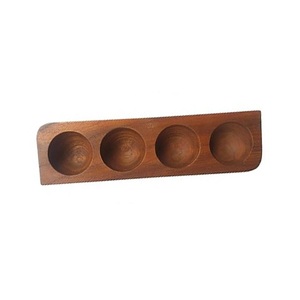Plateau porte-oeufs moderne écologique à 6 fentes pour comptoir en bois d'acacia naturel fait à la main réfrigérateur de comptoir en bois de noyer noir - Product Image 3