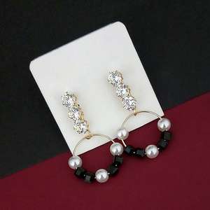 Pendientes de gota chapados en oro de piedra austriaca Urthn, latón religioso de moda y cuarzo con amatista para fiesta 1315827E - Product Image 1