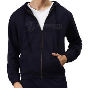 High Quality Crocheted Winter <b>Plain</b> Dyed Polyester/Cotton Zipper <b>Hoodies</b> <b>for</b> <b>Men</b> Custom Size OEM Service Blank Zipper Fashion - Product Image 1