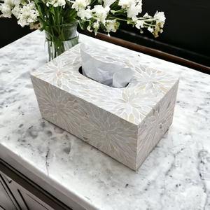 Caja de pañuelos de nácar hecha a mano para decoración del hogar elegante soporte de pañuelos de nácar para sala de estar caja de pañuelos decorativa - Product Image 6