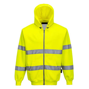 Logo personnalisé Construction Sécurité Hiver Haute Visibilité Manches Longues Réfléchissant Fluorescent Zipper Jacket Hoodie - Product Image 5
