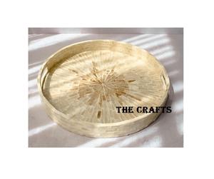 Plateau de service en bois de nouvelle conception avec poignées en aluminium plateau de nourriture au chocolat de forme ronde de qualité supérieure - Product Image 2