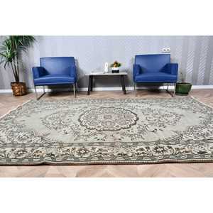 Turkish Rug, 5.9x9.1 ft Vintage Rug, <b>Brown</b> Gray Camouflage <b>Wool</b> Rug - Product Image 2