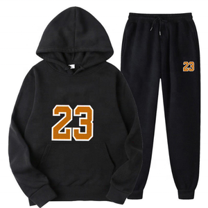 High Quality Wholesale Custom Letter <b>Fleece</b> <b>Hoodie</b> and Joggers Sweatpants Set Unisex 450 Gsm Winter <b>Hoodies</b> - Product Image 1