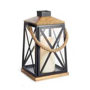 Faroles Decorativos Navideños Cuadrados de Madera Hechos a Mano, Estilo Vintage, para Interiores y Exteriores, Decoración Colgante para el Hogar - Product Image 6