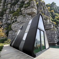 10000 USD 3m Shandong Story Maison préfabriquée à ossature en A à 2 étages, type capsule spatiale, avec garage