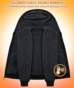 Sweat à capuche zippé pour homme avec impression intégrale personnalisée, polaire épaisse d'hiver, motif brodé en relief, fermeture éclair intégrale, écologique et respirant - Product Image 2