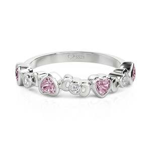 Jeulia Sterling <b>Silver</b> <b>Adjustable</b> Bow Heart <b>Ring</b> with Rose Gold Plating and Zircon - Product Image 1
