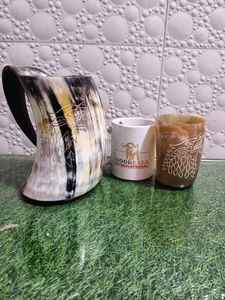 Taza de cuerno para beber vikingo Medieval hecha a mano Natural 100%, artesanía náutica pulida de estilo Animal de buey - Product Image 3