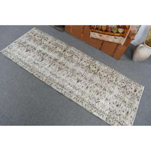 Alfombra Turca, Alfombra de Pasillo de 2.3x6.1 pies, Alfombra de Lana Blanca y Negra - Product Image 3