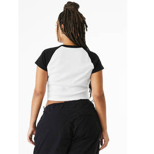 Women's T-Shirt Custom Y2K 3D Batik Appliques Micro Rib Raglan Sleeves Slim Fit Casual Cotton <b>Bamboo</b> <b>Fiber</b> - Product Image 4