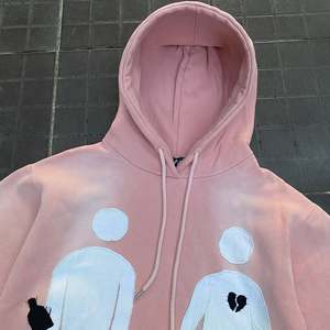 เสื้อมีฮู้ดแบบหนาสำหรับสตรีทแวร์ผ้าปักลายด้วยกรดสีชมพูดีไซน์แบบกำหนดเอง - Product Image 3