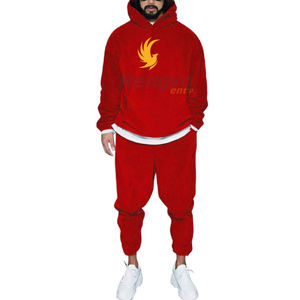 Vêtements de sport décontractés pour hommes, pulls à capuche en molleton de couleur unie respirants avec pantalons de survêtement, ensemble de pulls streetwear - Product Image 3