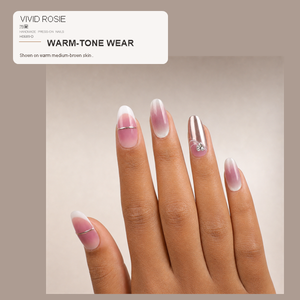 <span class=keywords><strong>Uñas</strong></span> Postizas Hechas a Mano, Medianas, Almendradas, <span class=keywords><strong>Color</strong></span> <span class=keywords><strong>Lila</strong></span> <span class=keywords><strong>Rosa</strong></span> Degradado, Punta Francesa Blanca, Corazón Dorado <span class=keywords><strong>Rosa</strong></span>, para Mujer, 10 Piezas - Product Image 5
