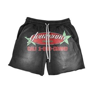 Fabricación de fábrica de alta calidad al por mayor 300 GSM 100% algodón Jersey camiseta sin mangas hombres lavado ácido pantalla impresa conjunto corto - Product Image 4