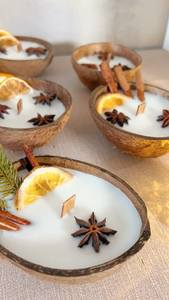 เทียนขี้ผึ้งธรรมชาติในกะลามะพร้าว | ของตกแต่งบ้านไม่มีขยะเป็นของขวัญที่สมบูรณ์แบบสำหรับพื้นที่ของคุณ - Product Image 6